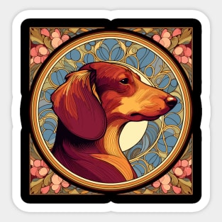 Dachshund Dog -Art Nouveau Style Sticker